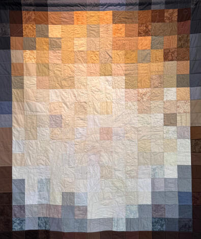 "When My Wandering Meanderings Have Finally Reached Their End," 2025. Quilt. 6' x 7'.