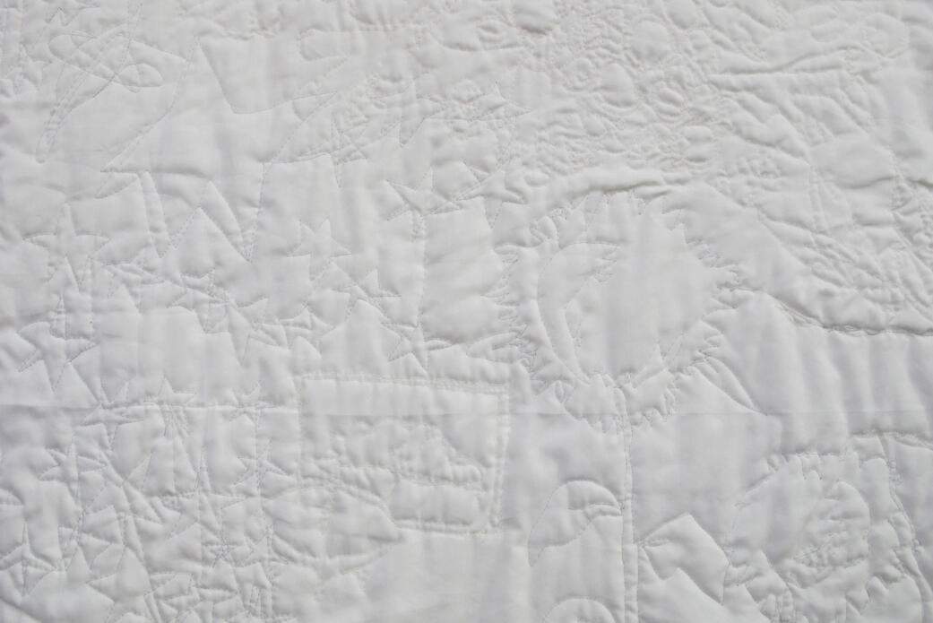 "When My Wandering Meanderings Have Finally Reached Their End," 2025. Quilt. 6' x 7'.