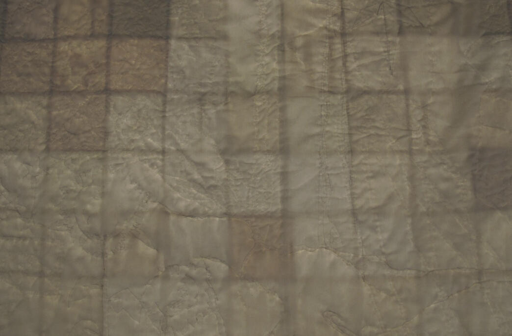 "When My Wandering Meanderings Have Finally Reached Their End," 2025. Quilt. 6' x 7'.