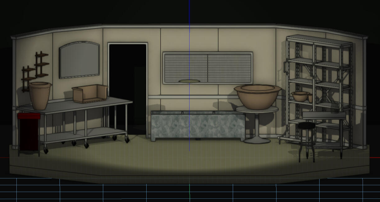 Constructed digital set design for &quot;Little Shop of Horrors.&quot; Personal design. 2023.