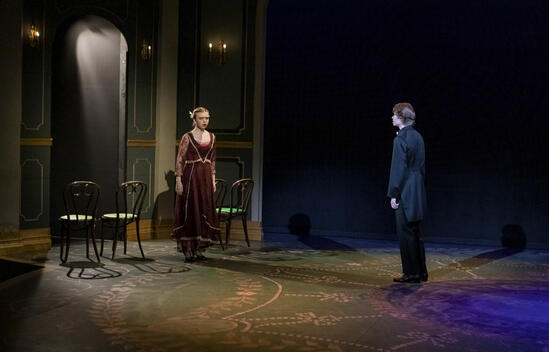 Actors: Daniel Mercado, Josephine Partridge; Props: Bentwood Chairs (Courtesy of Taproot Theatre Company), Upholstered Cushions