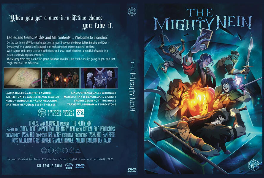 Unofficial "The Mighty Nein" DVD Cover, 2025.